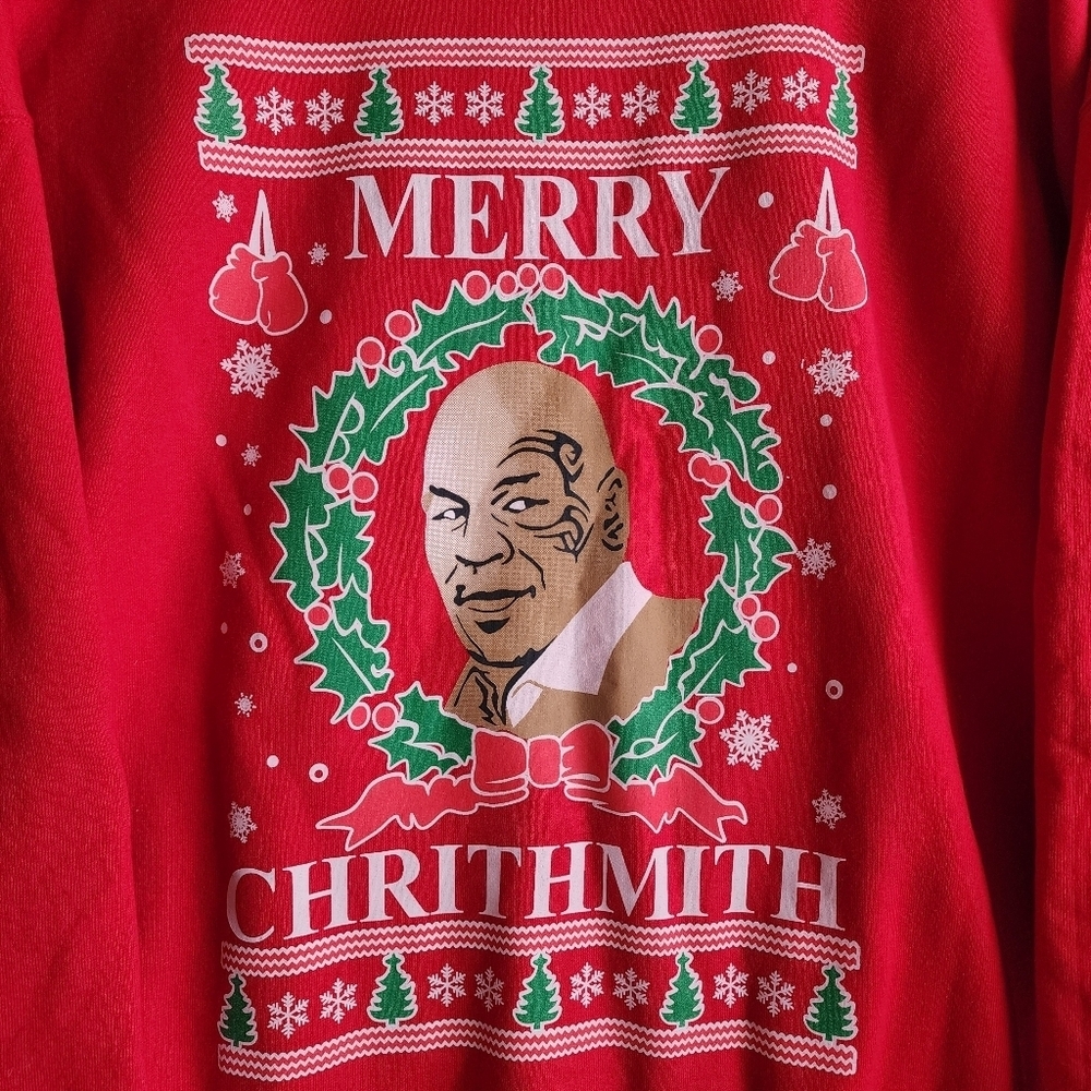 Mike Tyson Wild Bobby Red Ugly Christmas Sweatshirt Size XXL - Picture 2 of 6
